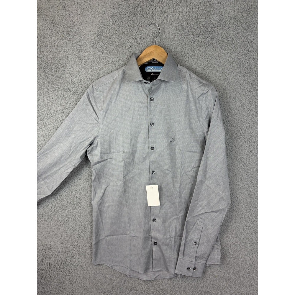 J. Ferrar Shirt Mens 14.5 34/35 Gray Geometric Coolmax Slim Fit Stretch Mens New